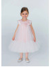 Pink Tulle Empire Waist Flower Girl Dress